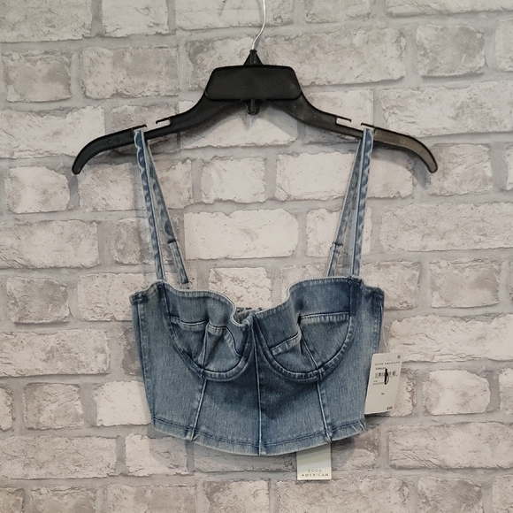 Good American Tops - Good American Sculpt Denim Bustier NWT Size XS